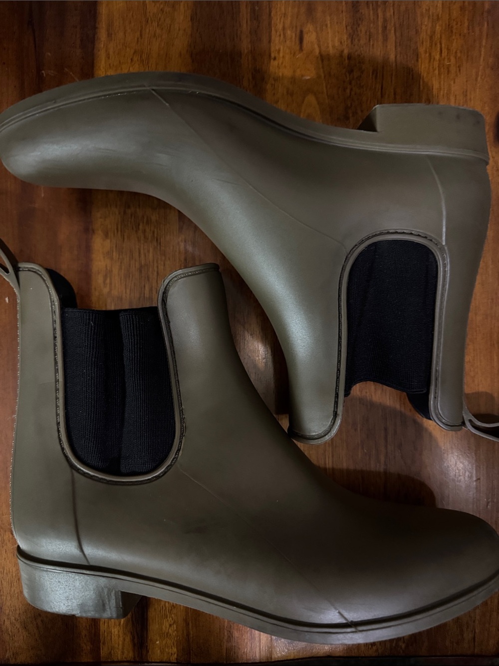 J. Crew Olive Green Chelsea Rain Booties